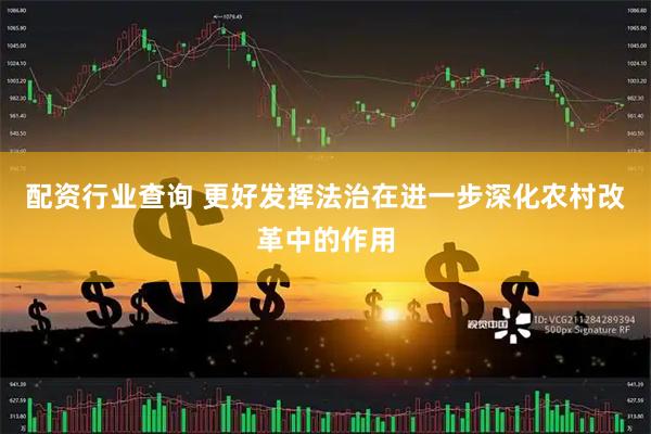 配资行业查询 更好发挥法治在进一步深化农村改革中的作用